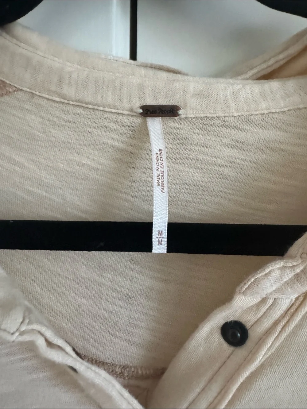 Free People Cream Button-Front Long Sleeve Shirt
